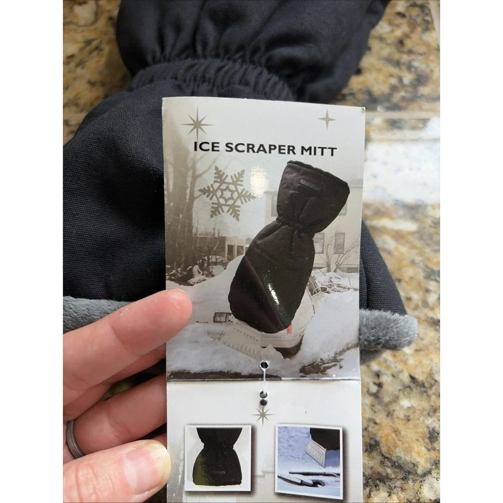 Berkshire Black Insulated Waterproof Plush Ice Scraper Mitt Mitten Glove NEW NWT